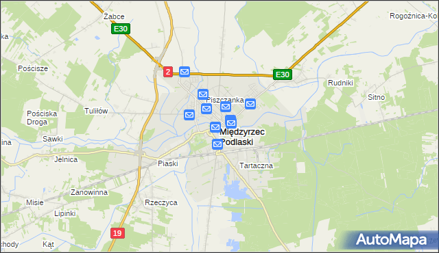 mapa Międzyrzec Podlaski, Międzyrzec Podlaski na mapie Targeo