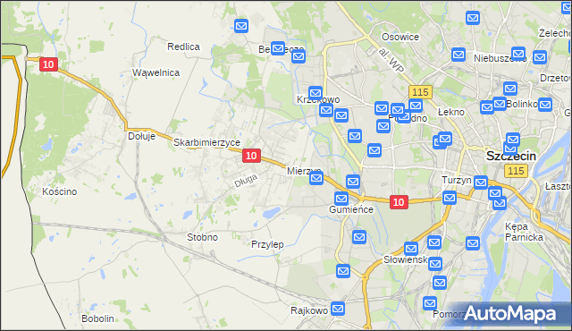 mapa Mierzyn gmina Dobra (Szczecińska), Mierzyn gmina Dobra (Szczecińska) na mapie Targeo