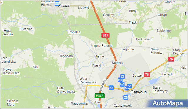 mapa Miętne, Miętne na mapie Targeo