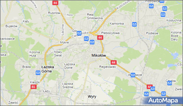 mapa Mikołów, Mikołów na mapie Targeo