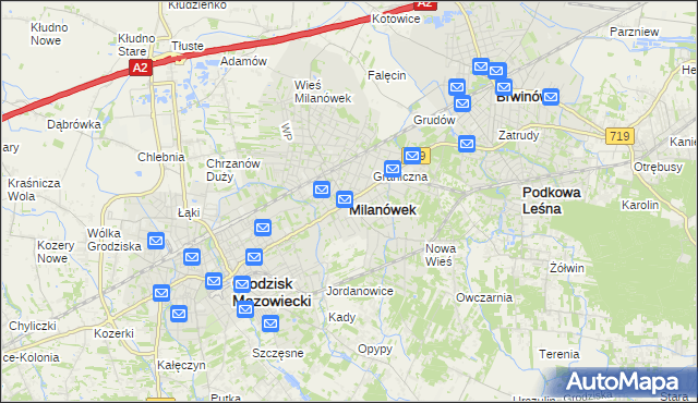 mapa Milanówek, Milanówek na mapie Targeo