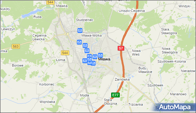 mapa Mława, Mława na mapie Targeo