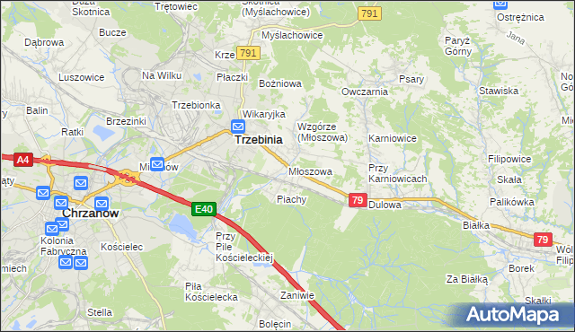 mapa Młoszowa, Młoszowa na mapie Targeo