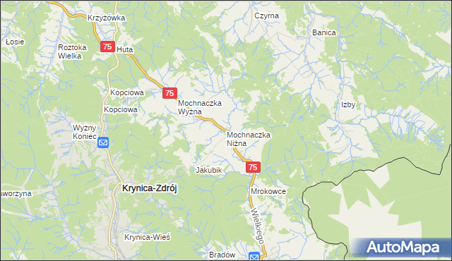 mapa Mochnaczka Niżna, Mochnaczka Niżna na mapie Targeo