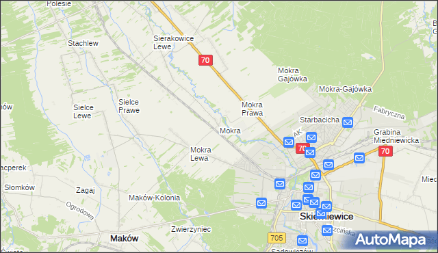 mapa Mokra gmina Skierniewice, Mokra gmina Skierniewice na mapie Targeo