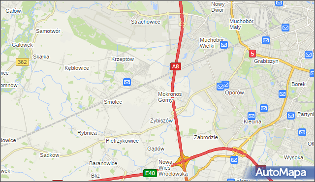 mapa Mokronos Górny, Mokronos Górny na mapie Targeo