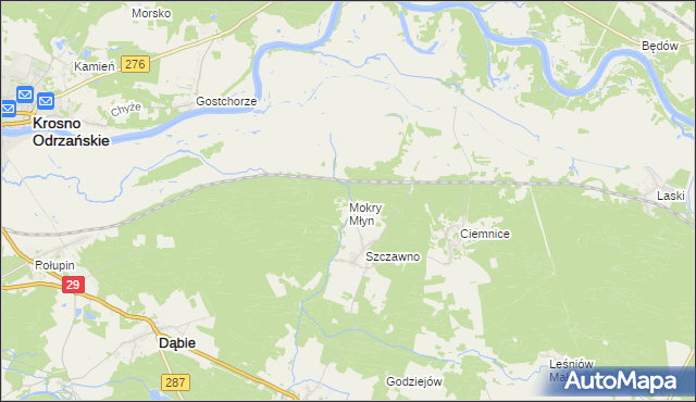 mapa Mokry Młyn, Mokry Młyn na mapie Targeo