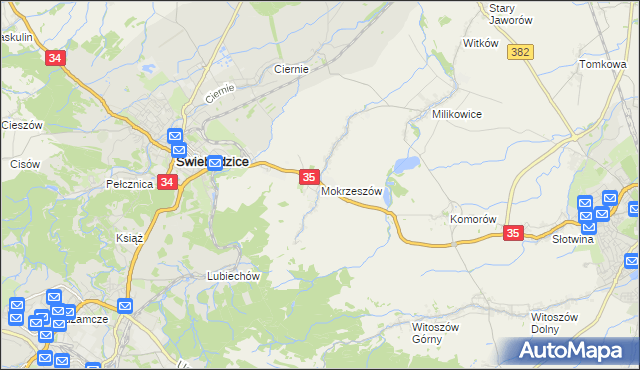 mapa Mokrzeszów, Mokrzeszów na mapie Targeo