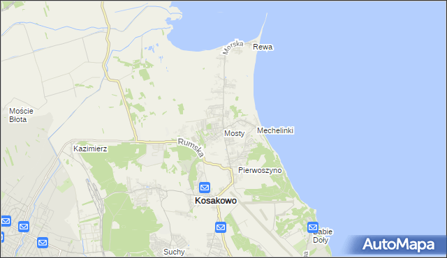 mapa Mosty gmina Kosakowo, Mosty gmina Kosakowo na mapie Targeo