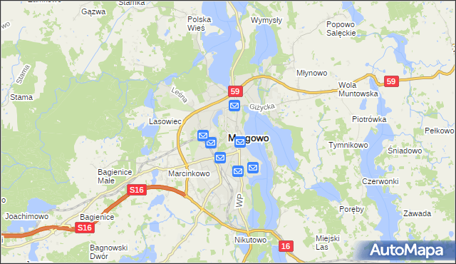 mapa Mrągowo, Mrągowo na mapie Targeo
