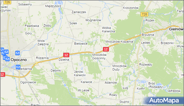 mapa Mroczków Gościnny, Mroczków Gościnny na mapie Targeo