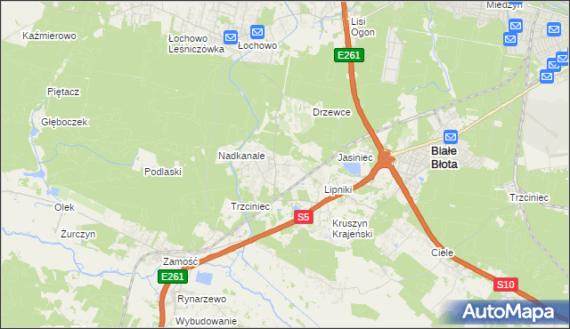 mapa Murowaniec gmina Białe Błota, Murowaniec gmina Białe Błota na mapie Targeo