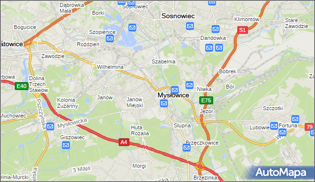 mapa Mysłowice, Mysłowice na mapie Targeo