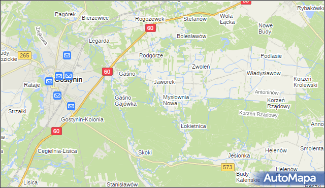 mapa Mysłownia Nowa, Mysłownia Nowa na mapie Targeo