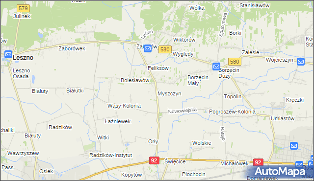 mapa Myszczyn, Myszczyn na mapie Targeo