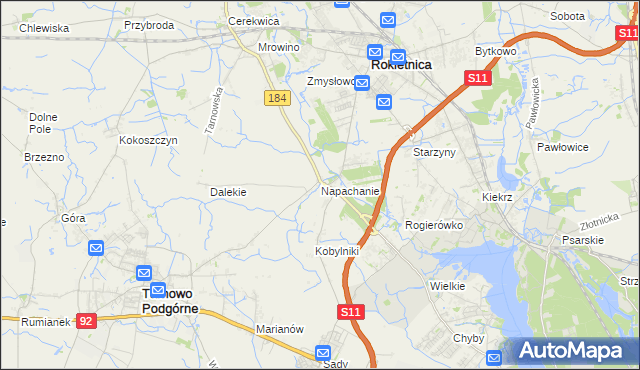 mapa Napachanie, Napachanie na mapie Targeo
