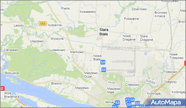 mapa Nowa Biała gmina Stara Biała, Nowa Biała gmina Stara Biała na mapie Targeo