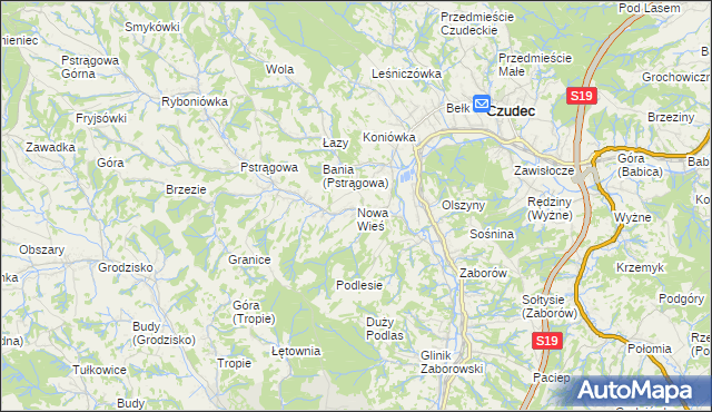 mapa Nowa Wieś gmina Czudec, Nowa Wieś gmina Czudec na mapie Targeo