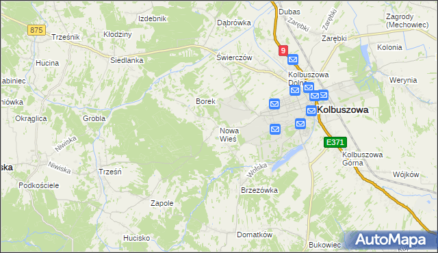 mapa Nowa Wieś gmina Kolbuszowa, Nowa Wieś gmina Kolbuszowa na mapie Targeo