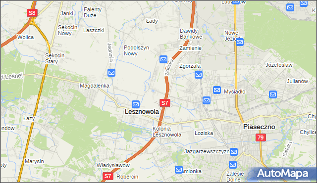 mapa Nowa Wola gmina Lesznowola, Nowa Wola gmina Lesznowola na mapie Targeo