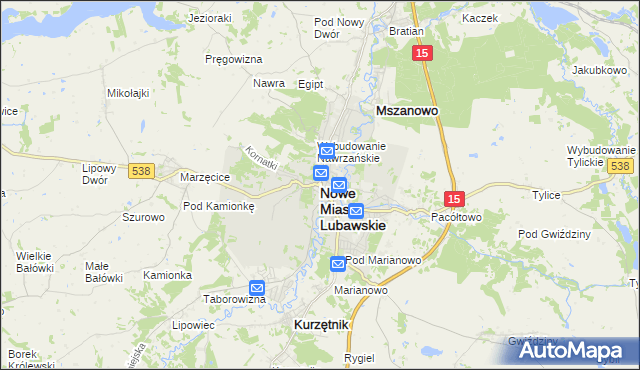 mapa Nowe Miasto Lubawskie, Nowe Miasto Lubawskie na mapie Targeo