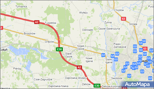 mapa Nowe Opole, Nowe Opole na mapie Targeo