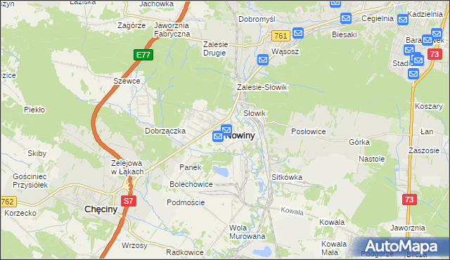 mapa Nowiny gmina Sitkówka-Nowiny, Nowiny gmina Sitkówka-Nowiny na mapie Targeo