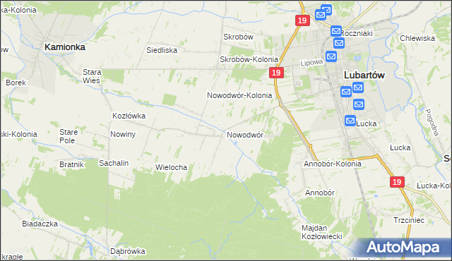 mapa Nowodwór gmina Lubartów, Nowodwór gmina Lubartów na mapie Targeo