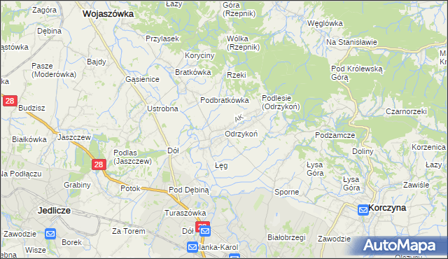 mapa Odrzykoń, Odrzykoń na mapie Targeo