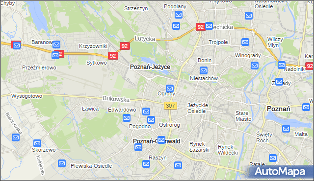mapa Ogrody gmina Poznań, Ogrody gmina Poznań na mapie Targeo