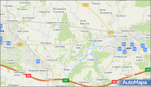 mapa Okup Mały, Okup Mały na mapie Targeo