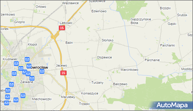 mapa Olszewice gmina Inowrocław, Olszewice gmina Inowrocław na mapie Targeo