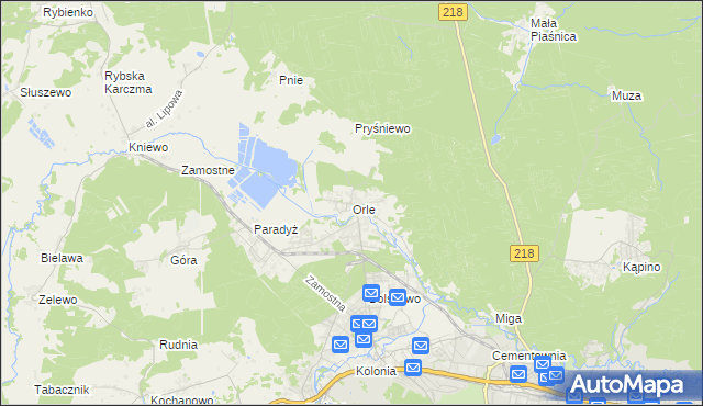 mapa Orle gmina Wejherowo, Orle gmina Wejherowo na mapie Targeo