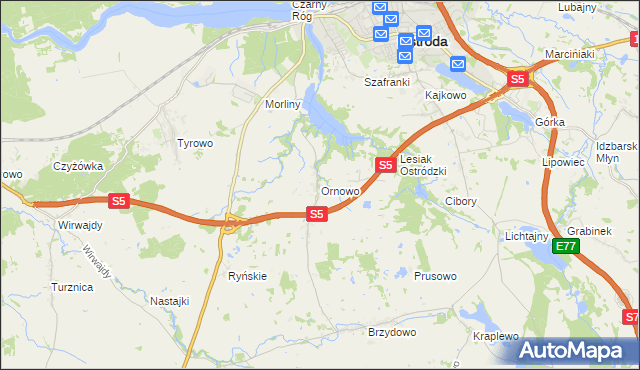 mapa Ornowo, Ornowo na mapie Targeo