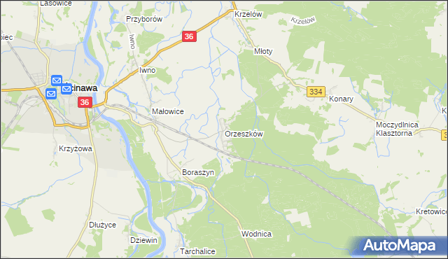 mapa Orzeszków gmina Wińsko, Orzeszków gmina Wińsko na mapie Targeo