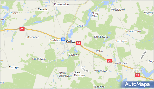 mapa Orzeszkowo gmina Kwilcz, Orzeszkowo gmina Kwilcz na mapie Targeo