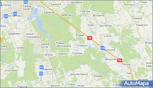 mapa Orzeszyn, Orzeszyn na mapie Targeo