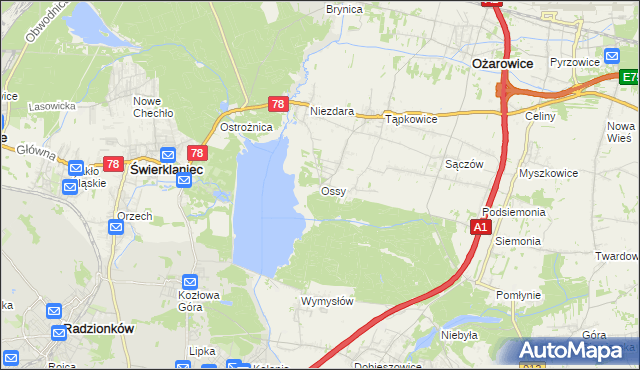 mapa Ossy, Ossy na mapie Targeo