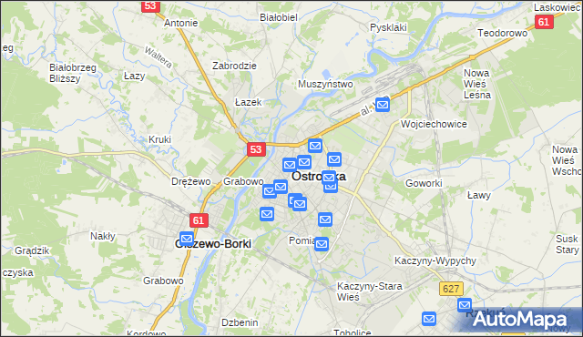 mapa Ostrołęka, Ostrołęka na mapie Targeo