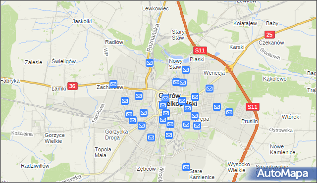 mapa Ostrów Wielkopolski, Ostrów Wielkopolski na mapie Targeo