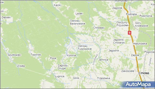mapa Ostrowy Tuszowskie, Ostrowy Tuszowskie na mapie Targeo