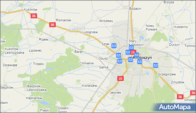 mapa Osusz, Osusz na mapie Targeo
