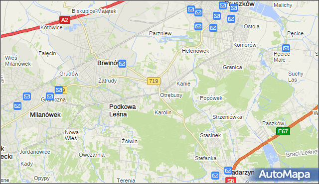 mapa Otrębusy, Otrębusy na mapie Targeo