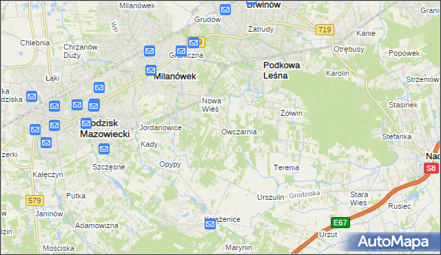 mapa Owczarnia gmina Brwinów, Owczarnia gmina Brwinów na mapie Targeo