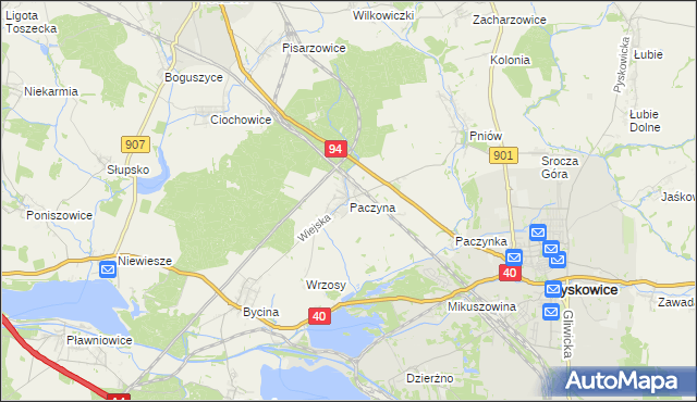 mapa Paczyna, Paczyna na mapie Targeo