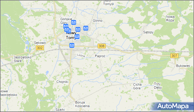 mapa Paproć, Paproć na mapie Targeo