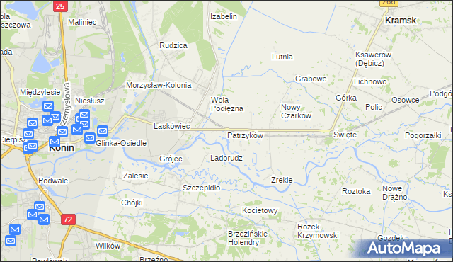 mapa Patrzyków gmina Kramsk, Patrzyków gmina Kramsk na mapie Targeo