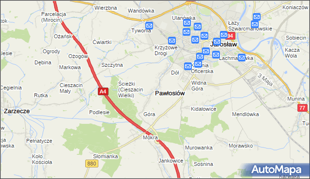 mapa Pawłosiów, Pawłosiów na mapie Targeo