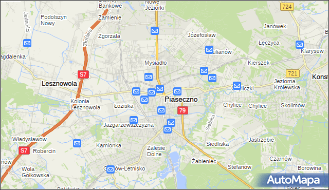 mapa Piaseczno, Piaseczno na mapie Targeo