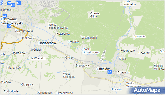 mapa Piaski Brzóstowskie, Piaski Brzóstowskie na mapie Targeo